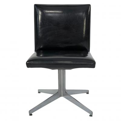 Set of 6 Ward Bennett Black and Aluminum Dining Chairs 1960