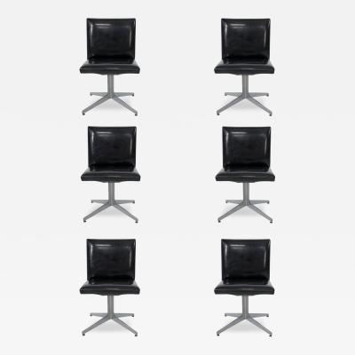 Set of 6 Ward Bennett Black and Aluminum Dining Chairs 1960