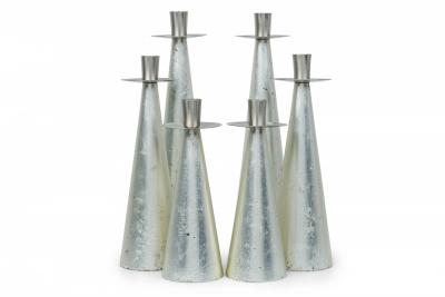 Set of 6 Wilsons Carmel Mid Century American Silver Leaf Candlesticks