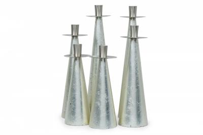 Set of 6 Wilsons Carmel Mid Century American Silver Leaf Candlesticks