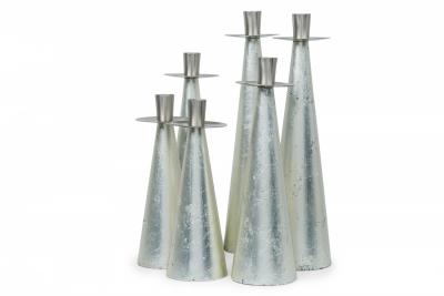 Set of 6 Wilsons Carmel Mid Century American Silver Leaf Candlesticks