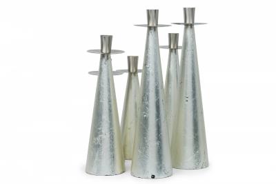 Set of 6 Wilsons Carmel Mid Century American Silver Leaf Candlesticks