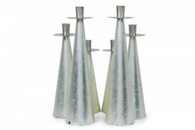 Set of 6 Wilsons Carmel Mid Century American Silver Leaf Candlesticks