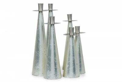 Set of 6 Wilsons Carmel Mid Century American Silver Leaf Candlesticks