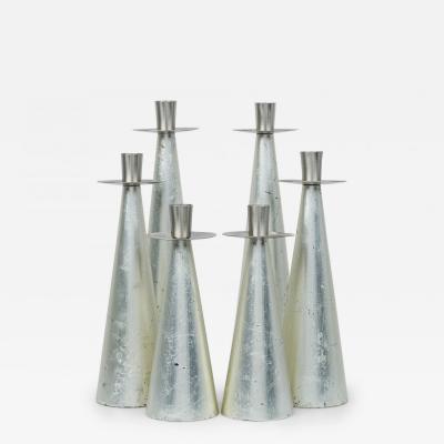 Set of 6 Wilsons Carmel Mid Century American Silver Leaf Candlesticks
