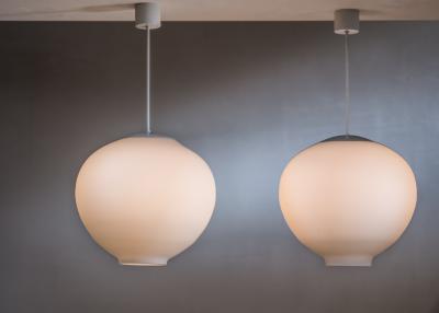 Set of 6 opaline glass pendant lamps