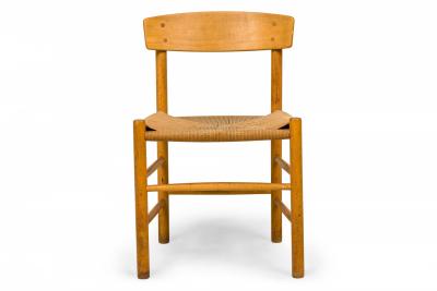 Set of 7 Borge Mogensen for FDB M bler Danish Oak and Papercord Side Chair