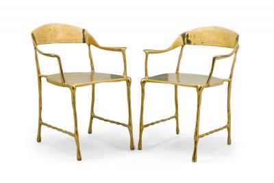 Set of 7 Contemporary Polished Bronze Almeida Dining Armchairs