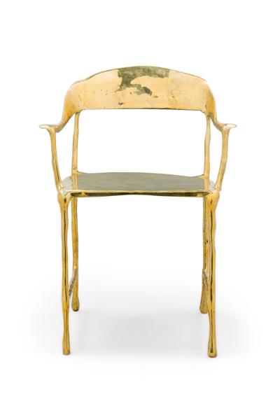 Set of 7 Contemporary Polished Bronze Almeida Dining Armchairs