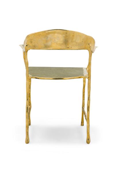 Set of 7 Contemporary Polished Bronze Almeida Dining Armchairs