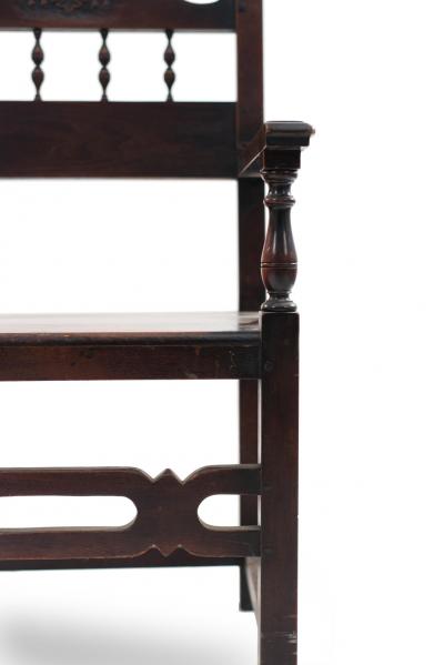 Set of 7 English Renaissance Spindle and Crest Walnut Armchairs