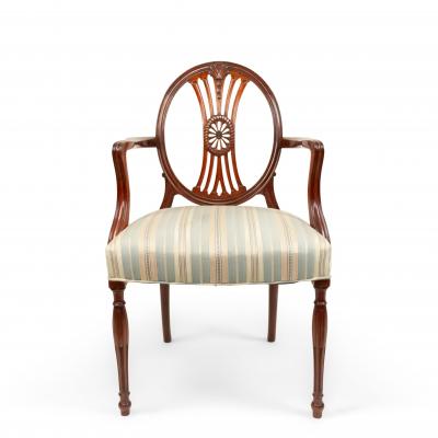 Set of 7 English Sheraton Mahogany Medallion Chairs