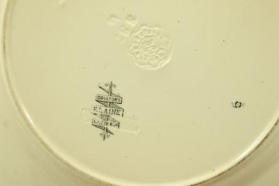 Set of 7 English Victorian Black and Cream Floral Transferware Plates