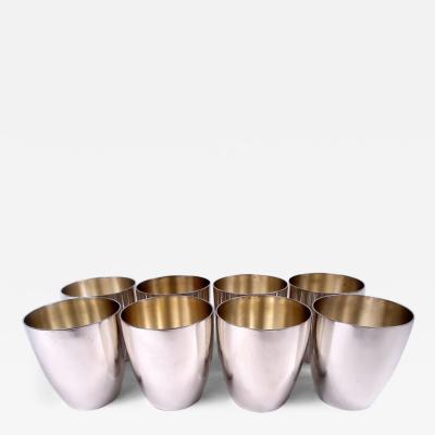 Set of 8 American Art Deco Sterling Silver Tumblers Bar Cups