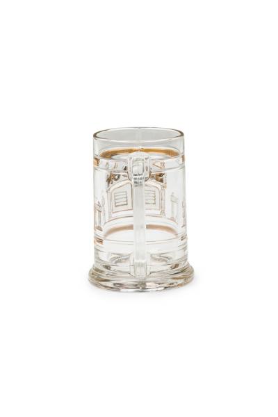 Set of 8 American Mid Century Glass Beer Mugs with Gold Trim