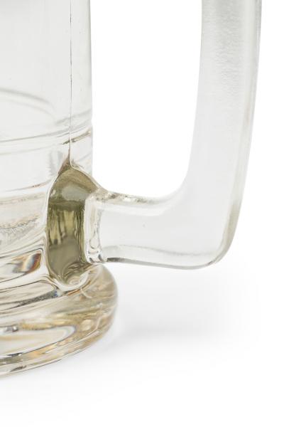 Set of 8 American Mid Century Glass Beer Mugs with Gold Trim