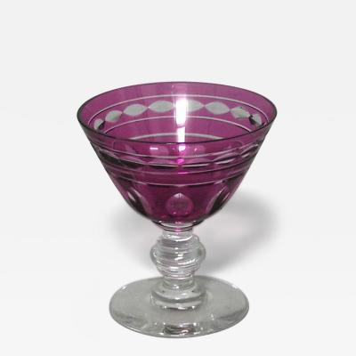 Set of 8 American Victorian Ruby Crystal Wine Glasses