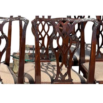 Set of 8 Antique 18th C Chippendale Mahogany Dining Chairs