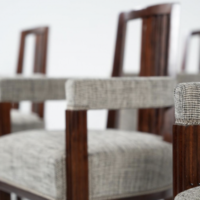 Set of 8 Armchairs Art Deco Style New Upholstery