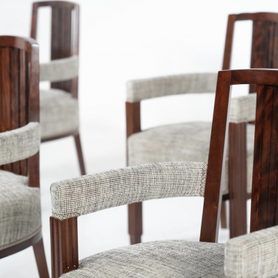 Set of 8 Armchairs Art Deco Style New Upholstery