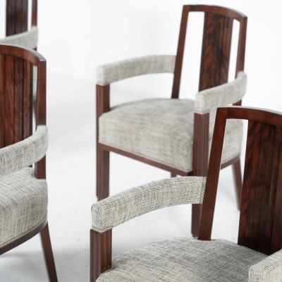 Set of 8 Armchairs Art Deco Style New Upholstery