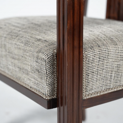 Set of 8 Armchairs Art Deco Style New Upholstery