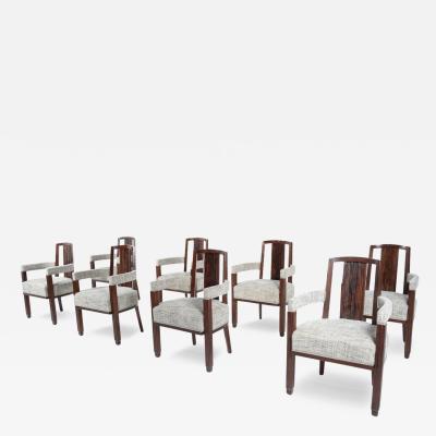 Set of 8 Armchairs Art Deco Style New Upholstery