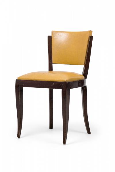 Set of 8 Art Deco American Gold Vinyl Upholstered Dining Side Chairs