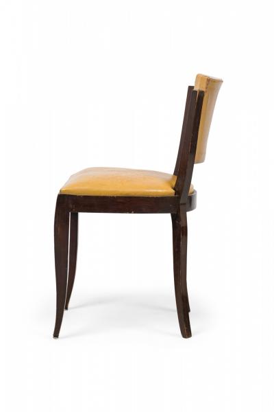 Set of 8 Art Deco American Gold Vinyl Upholstered Dining Side Chairs