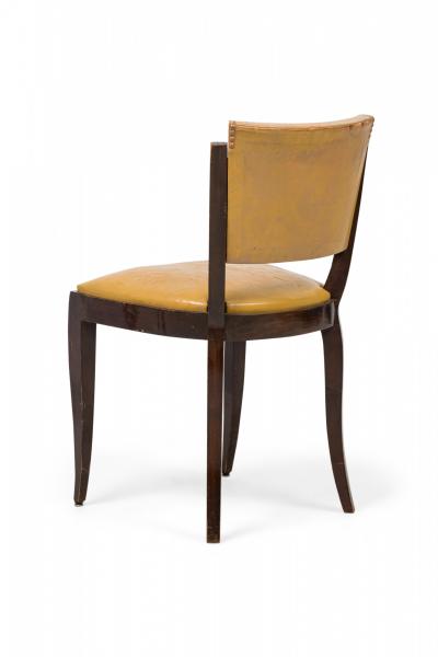 Set of 8 Art Deco American Gold Vinyl Upholstered Dining Side Chairs