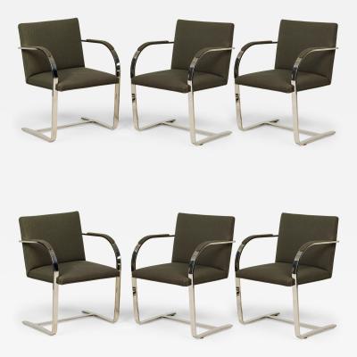 Set of 8 Brueton American Mid Century Brno Gray Upholstered Chrome Dining Armc