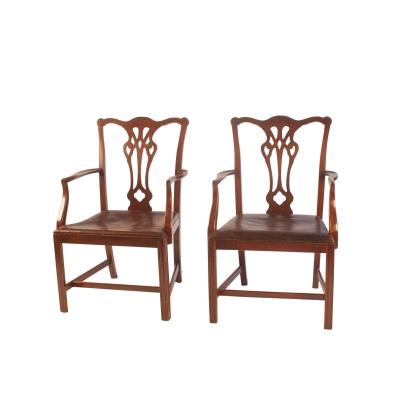 Set of 8 Chippendale Style Dining Chairs England c 1900