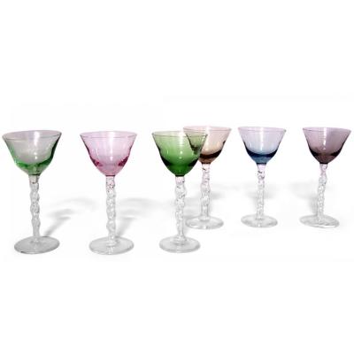 Set of 8 Color Crystal Wine Glasses
