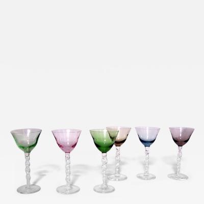 Set of 8 Color Crystal Wine Glasses