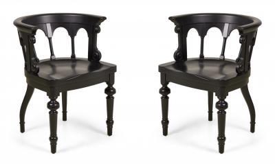 Set of 8 Contemporary Round Backed Painted and Carved Dining Chairs