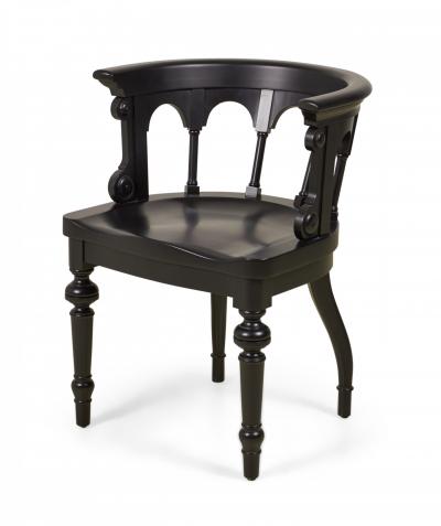 Set of 8 Contemporary Round Backed Painted and Carved Dining Chairs