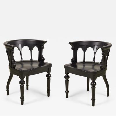 Set of 8 Contemporary Round Backed Painted and Carved Dining Chairs