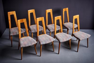 Set of 8 Dining Chairs by Ernst Martin Dettinger in Cherry Wood Germany