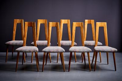 Set of 8 Dining Chairs by Ernst Martin Dettinger in Cherry Wood Germany