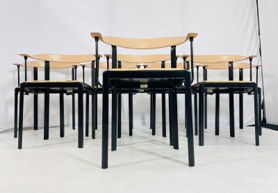 Set of 8 Dining Chairs by Giancarlo Vegni for Fasem Italy 1970s