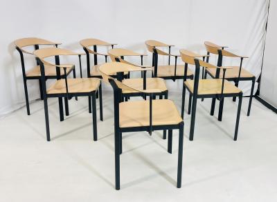 Set of 8 Dining Chairs by Giancarlo Vegni for Fasem Italy 1970s