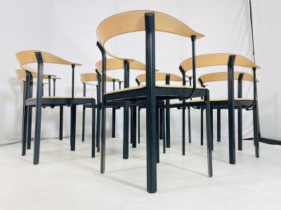 Set of 8 Dining Chairs by Giancarlo Vegni for Fasem Italy 1970s