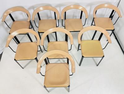 Set of 8 Dining Chairs by Giancarlo Vegni for Fasem Italy 1970s