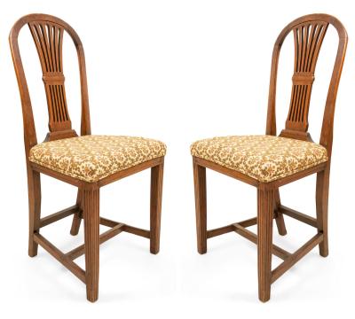 Set of 8 English Country Walnut Side Chairs