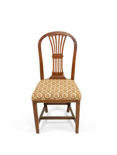 Set of 8 English Country Walnut Side Chairs