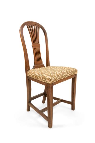 Set of 8 English Country Walnut Side Chairs