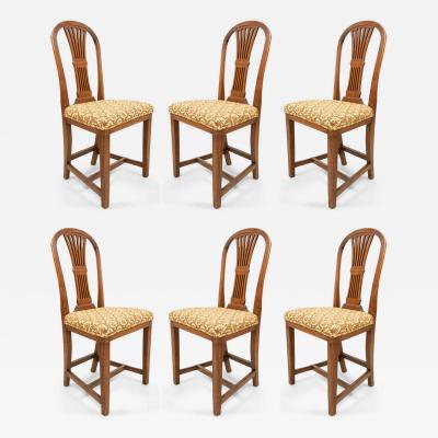 Set of 8 English Country Walnut Side Chairs