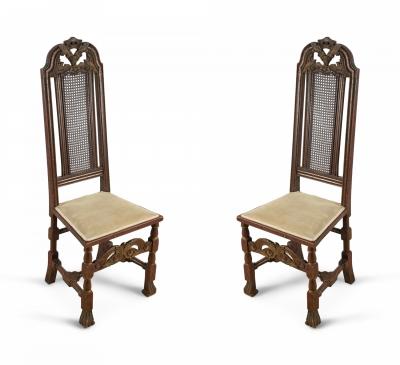 Set of 8 English Renaissance Paw Foot and Narrow Cane Back Side Chairs