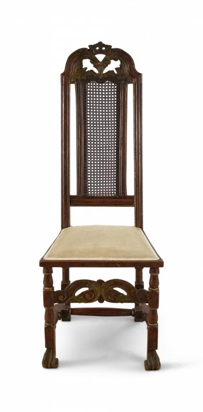 Set of 8 English Renaissance Paw Foot and Narrow Cane Back Side Chairs