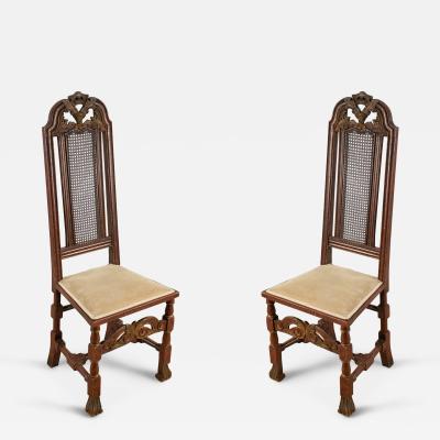 Set of 8 English Renaissance Paw Foot and Narrow Cane Back Side Chairs